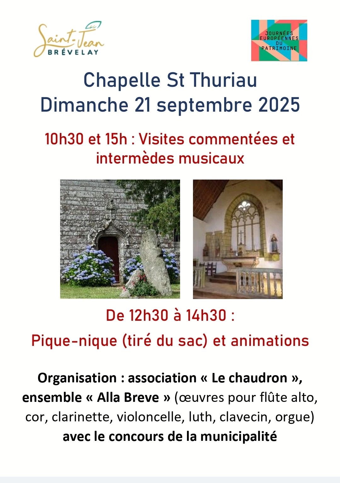 Concerts à Saint Thuriau-Journées du patrimoine